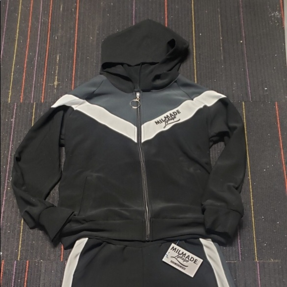Black gray and white jogger